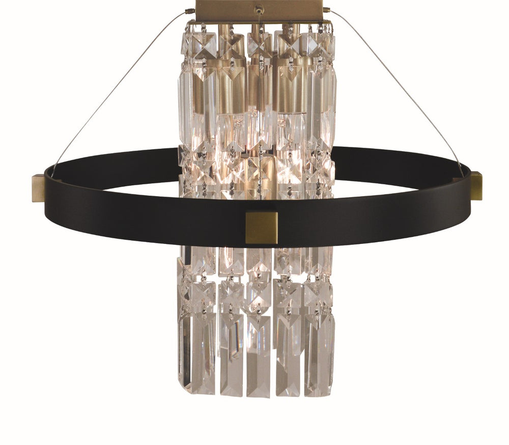 Framburg 5-light Elegant Floating Chandelier With Rectangular Crystal Accents - Made In The Usa Lighting Fixture Matte Black Metal 5734 Mblack