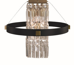 Framburg 5-light Elegant Floating Chandelier With Rectangular Crystal Accents - Made In The Usa Lighting Fixture Brush Brass Matte Black Metal 5732 Br/Mblack