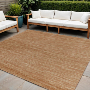 HomeRoots 9' Rust Square Indoor Outdoor Area Rug - Modern Abstract Design, Durable & Versatile for Any Space 573200