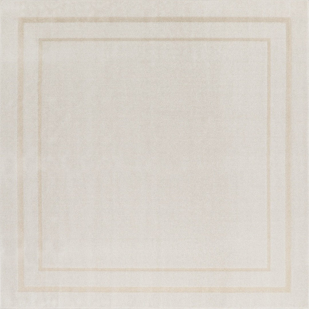 HomeRoots 9' Ivory and Gold Square Area Rug - Durable, Versatile, and Stylish for Indoor and Outdoor Spaces 573202