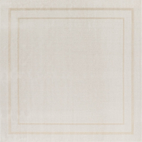 HomeRoots 9' Ivory and Gold Square Area Rug - Durable, Versatile, and Stylish for Indoor and Outdoor Spaces 573202