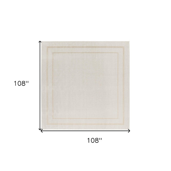 HomeRoots 9' Ivory and Gold Square Area Rug - Durable, Versatile, and Stylish for Indoor and Outdoor Spaces 573202