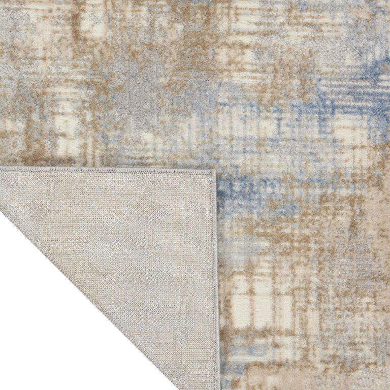 HomeRoots Beige Abstract Power Loomed Polypropylene Area Rug for Modern Living and Dining Rooms 9' x 12' 573209