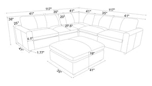 English Elm Leather Match L-shaped Sectional Sofa with Top-grain Upholstery for Open Living Rooms Blue Gray B2748S00170