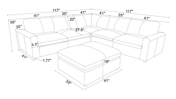 English Elm Leather Match L-shaped Sectional Sofa with Top-grain Upholstery for Open Living Rooms Blue Gray B2748S00170