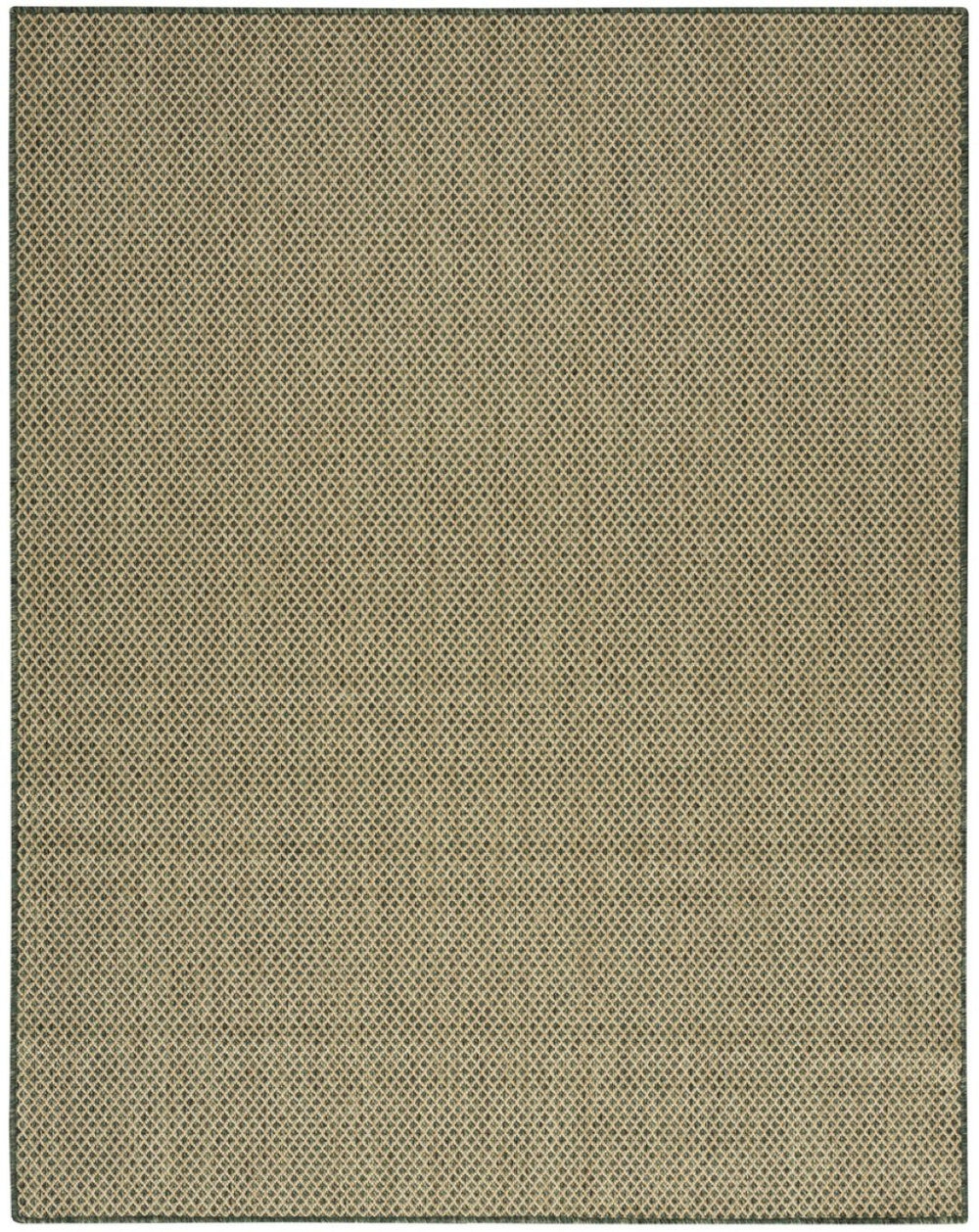 HomeRoots 9' X 12' Green Geometric Indoor Outdoor Area Rug – Durable, Stylish, and Easy to Maintain for Any Space! 573219