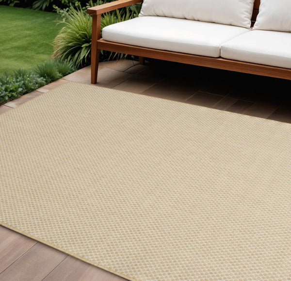 HomeRoots 9' X 12' Natural Geometric Area Rug - Stylish, Durable & Versatile for Indoor/Outdoor Spaces! 573220