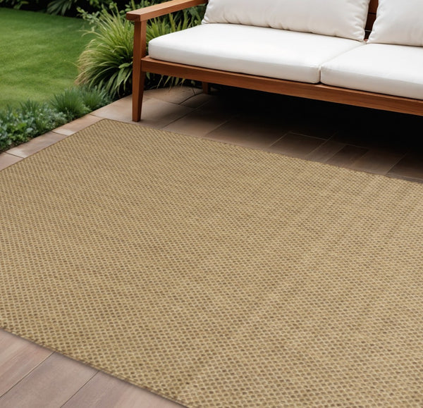 HomeRoots 9' Geometric Tan Area Rug - Stylish Indoor/Outdoor Accent for Modern Living Spaces & Patios 573221