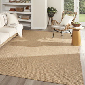 HomeRoots 9' Geometric Tan Area Rug - Stylish Indoor/Outdoor Accent for Modern Living Spaces & Patios 573221