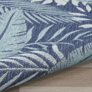 HomeRoots 10' Navy Blue Floral Indoor Outdoor Area Rug - Durable, Elegant Design for High-Traffic Spaces 573231