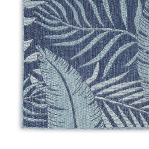 HomeRoots 10' Navy Blue Floral Indoor Outdoor Area Rug - Durable, Elegant Design for High-Traffic Spaces 573231