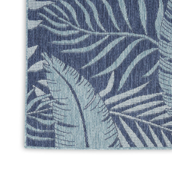 HomeRoots 10' Navy Blue Floral Indoor Outdoor Area Rug - Durable, Elegant Design for High-Traffic Spaces 573231