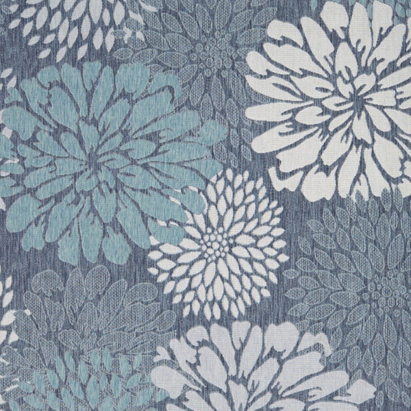 HomeRoots 9' Navy Blue Floral Indoor Outdoor Area Rug – Timeless Design, Durable, Versatile for Any Space 573232