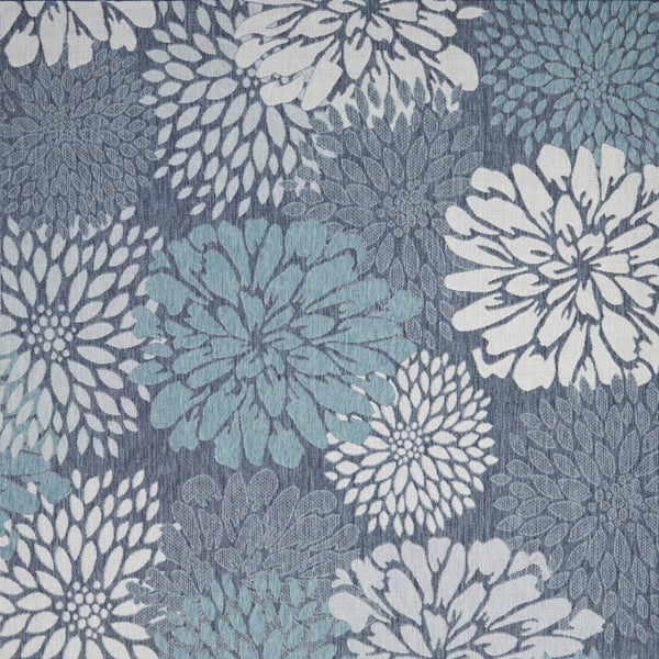 HomeRoots 9' Navy Blue Floral Indoor Outdoor Area Rug – Timeless Design, Durable, Versatile for Any Space 573232