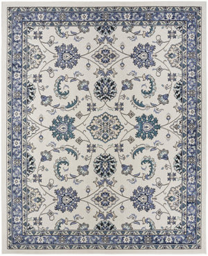 HomeRoots 10' Ivory and Blue Floral Area Rug – Elegant Indoor/Outdoor Carpet for Living Spaces & Patios 573237