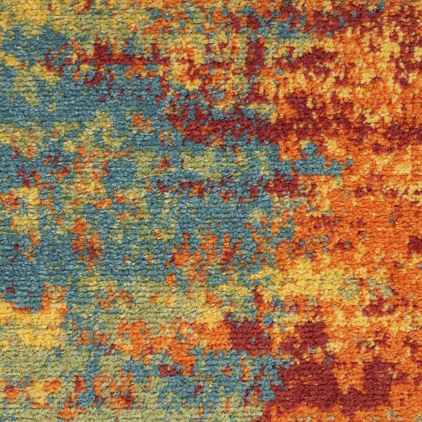 HomeRoots 10' Flame Abstract Area Rug – Versatile Indoor/Outdoor Design, Durable, Easy Care, Modern Flair 573239