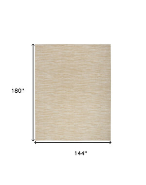HomeRoots 12' X 15' Elegant Ivory and Gold Abstract Area Rug for Indoor and Outdoor Spaces, Durable & Stylish 573243