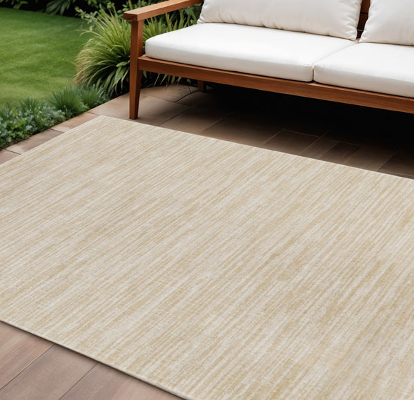HomeRoots 12' X 15' Elegant Ivory and Gold Abstract Area Rug for Indoor and Outdoor Spaces, Durable & Stylish 573243
