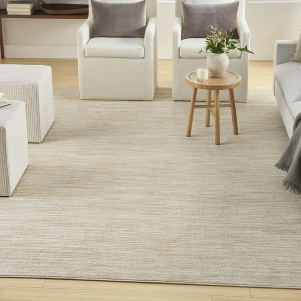 HomeRoots 12' X 15' Elegant Ivory and Gold Abstract Area Rug for Indoor and Outdoor Spaces, Durable & Stylish 573243