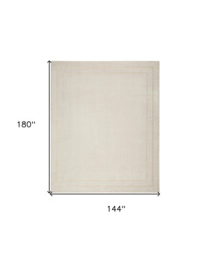 HomeRoots 12' X 15' Elegant Ivory and Gold Area Rug for Indoor/Outdoor Spaces - Durable, Stylish, Low Maintenance 573247