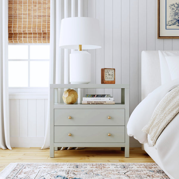 Butler Specialty Nora 28 In. W Rectangular Nightstand With 2 Drawers And Open Shelf For Elegant Storage Solutions Green Acacia Solids,Acacia Veneers,Mdf,Pine Solids 5732480-butler