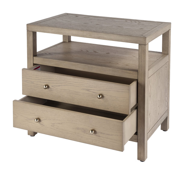 Butler Specialty Nora 28 In. W Rectangular Nightstand With 2 Drawers And Open Shelf For Elegant Storage Solutions Light Brown Acacia Wood,Acacia Veneers,Mdf,Pine Wood 5732492-butler