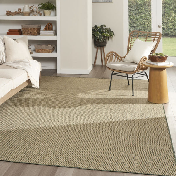 HomeRoots 10' X 14' Green Geometric Area Rug - Durable Indoor/Outdoor Design for Modern Spaces & Low Maintenance 573249