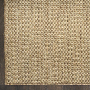 HomeRoots 10' Tan Geometric Indoor Outdoor Rug - Versatile, Durable, Low-Maintenance for Modern Spaces & Patios 573251