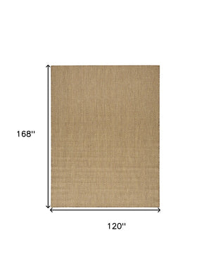 HomeRoots 10' Tan Geometric Indoor Outdoor Rug - Versatile, Durable, Low-Maintenance for Modern Spaces & Patios 573251