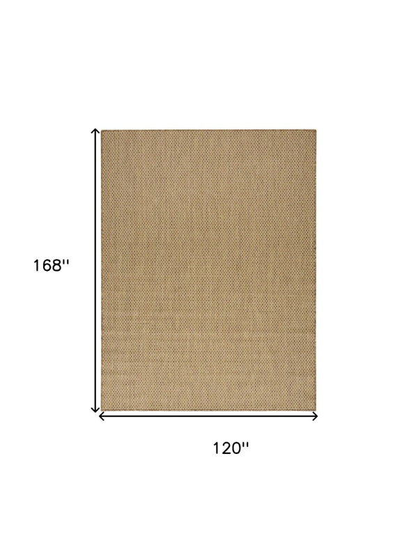 HomeRoots 10' Tan Geometric Indoor Outdoor Rug - Versatile, Durable, Low-Maintenance for Modern Spaces & Patios 573251