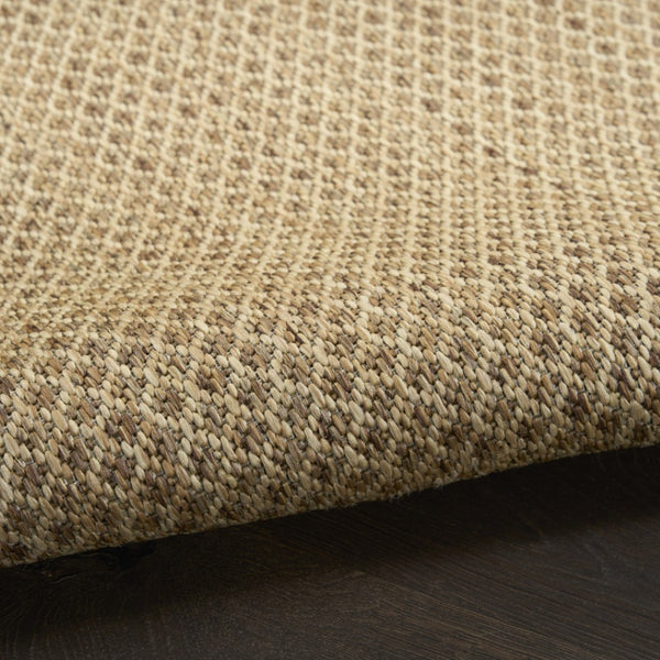 HomeRoots 10' Tan Geometric Indoor Outdoor Rug - Versatile, Durable, Low-Maintenance for Modern Spaces & Patios 573251
