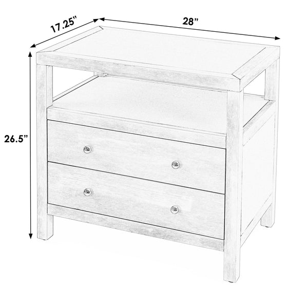 Butler Specialty Butler Light Blue Wide Nightstand with Two Smooth-Glide Drawers, Open Shelf & Gold Knob Accents 28"W x 17.25"D x 26.5"H 5732522
