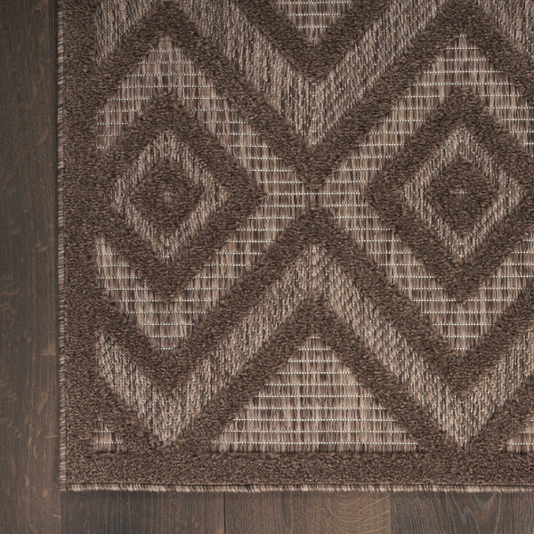 HomeRoots 10' Brown Geometric Area Rug - Stylish Indoor/Outdoor Design for Patios, Living Rooms & More! 573252