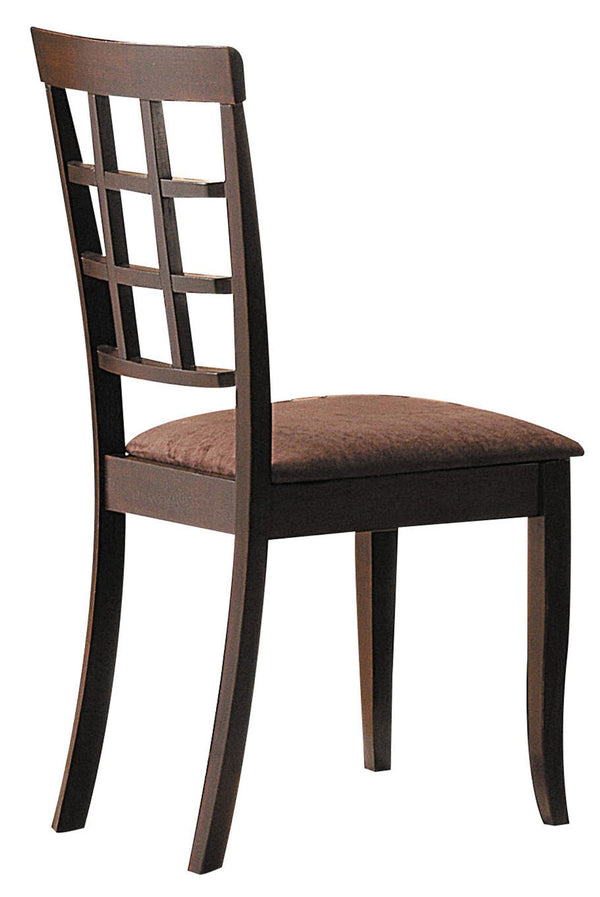 HomeRoots Set of Two Elegant Dark Brown Microfiber Dining Chairs with Open Back for Versatile Home Decor 573256