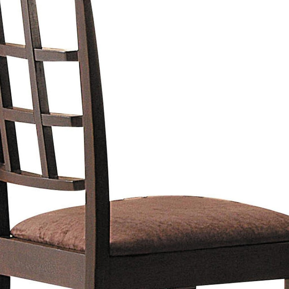HomeRoots Set of Two Elegant Dark Brown Microfiber Dining Chairs with Open Back for Versatile Home Decor 573256
