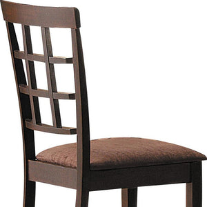 HomeRoots Set of Two Elegant Dark Brown Microfiber Dining Chairs with Open Back for Versatile Home Decor 573256