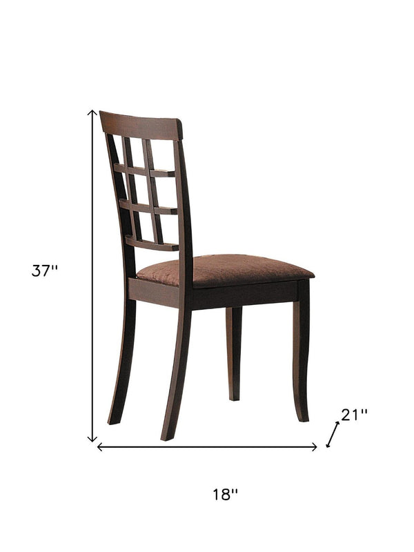 HomeRoots Set of Two Elegant Dark Brown Microfiber Dining Chairs with Open Back for Versatile Home Decor 573256