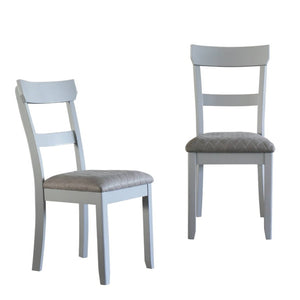 HomeRoots Set of Two Tufted Upholstered Ladder Back Dining Chairs in Solid Wood Frame 573260