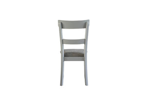 Set of Two Tufted Upholstered Ladder Back Dining Chairs in Solid Wood Frame