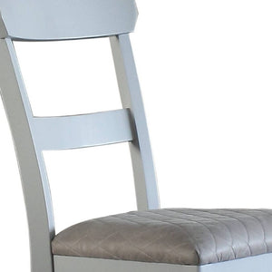 Set of Two Tufted Upholstered Ladder Back Dining Chairs in Solid Wood Frame
