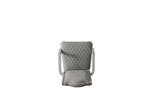 Set of Two Gray Tufted Upholstered Arm Chairs with Solid Wood Legs for Dining