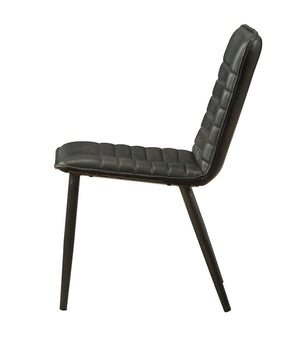 Set of Two Modern Black Faux Leather Metal Frame Dining Chairs for Stylish Kitchens