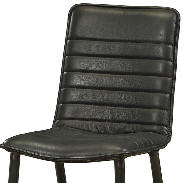 Set of Two Modern Black Faux Leather Metal Frame Dining Chairs for Stylish Kitchens