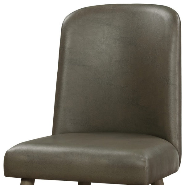 Set of Two Faux Leather Upholstered Dining Side Chairs with Solid Wood Legs for Modern