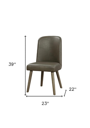 Set of Two Faux Leather Upholstered Dining Side Chairs with Solid Wood Legs for Modern