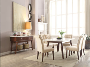 HomeRoots Set of Two Stylish Beige & Brown Upholstered Side Chairs for Dining, Living & Accent Spaces 573282