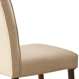 HomeRoots Set of Two Stylish Beige & Brown Upholstered Side Chairs for Dining, Living & Accent Spaces 573282
