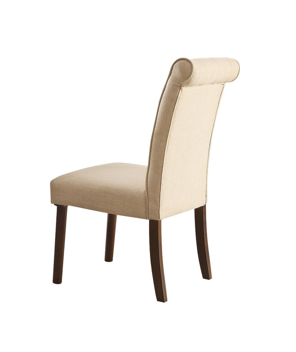 HomeRoots Set of Two Stylish Beige & Brown Upholstered Side Chairs for Dining, Living & Accent Spaces 573282