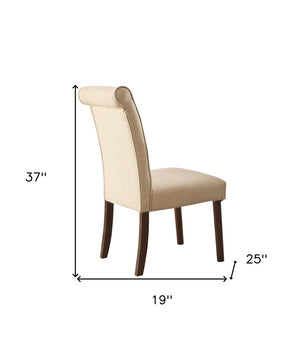 HomeRoots Set of Two Stylish Beige & Brown Upholstered Side Chairs for Dining, Living & Accent Spaces 573282