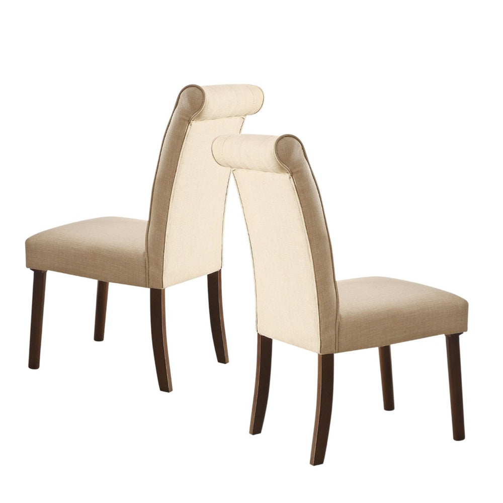 HomeRoots Set of Two Stylish Beige & Brown Upholstered Side Chairs for Dining, Living & Accent Spaces 573282